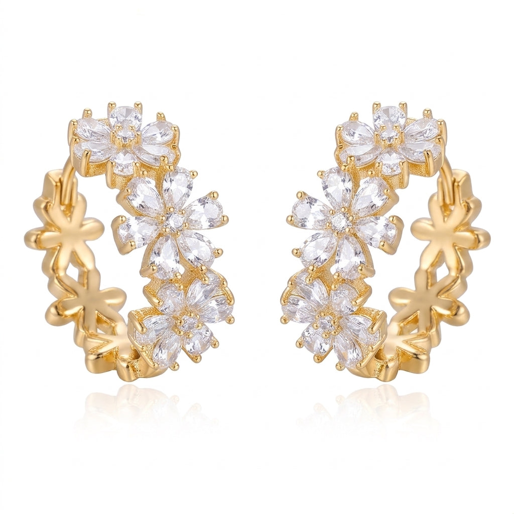 Dainty Floral Hoop Earrings