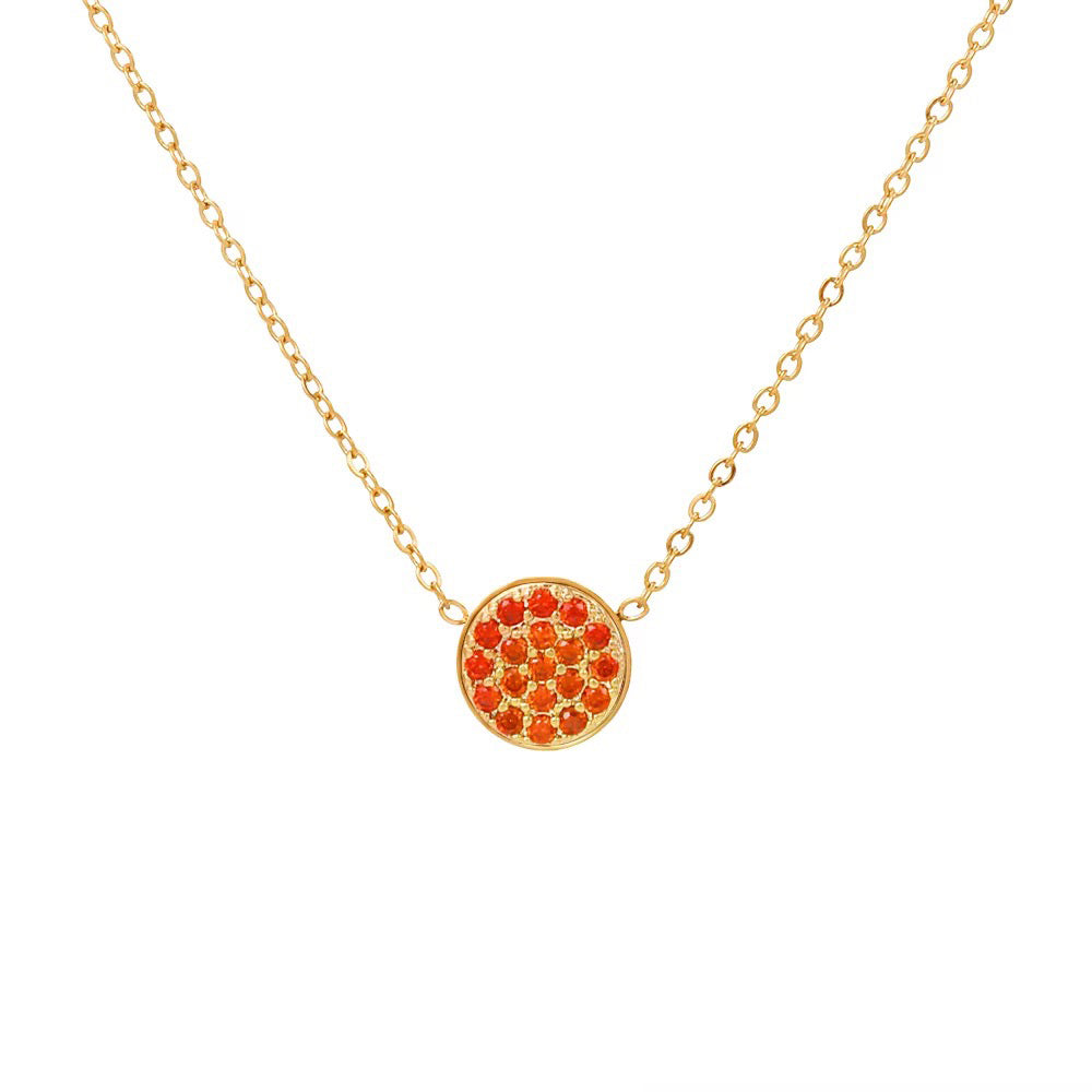 Dainty Diamond Speckled Birthstone Circle Necklace in gold