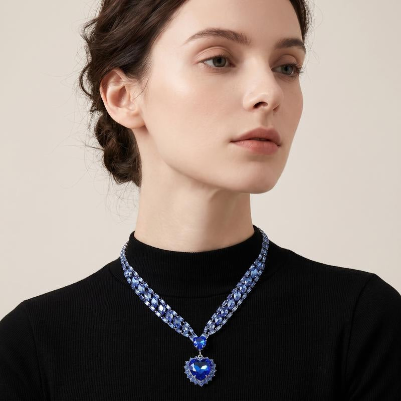 Elegant Ocean Heart Necklace