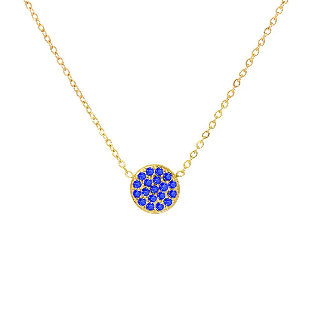 Dainty Diamond Speckled Birthstone Circle Necklace in gold