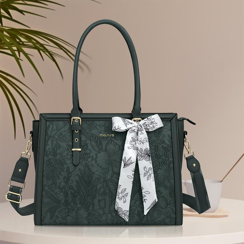 Scarf Accented Floral Patterned Bag