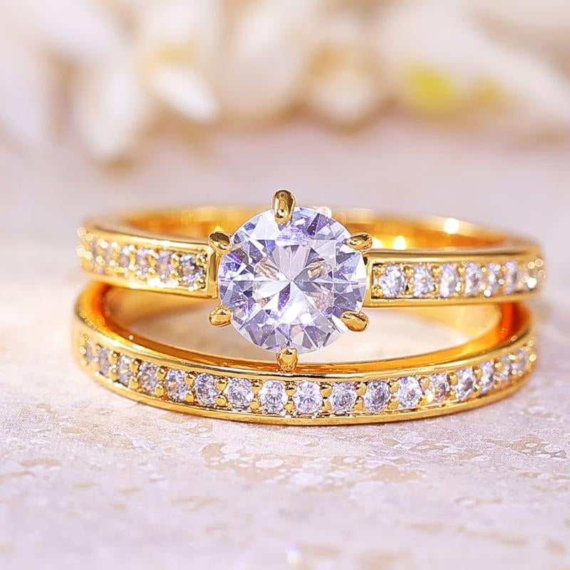 2pc Pave Accented Ring Stack
