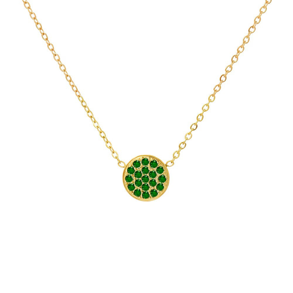 Dainty Diamond Speckled Birthstone Circle Necklace in gold