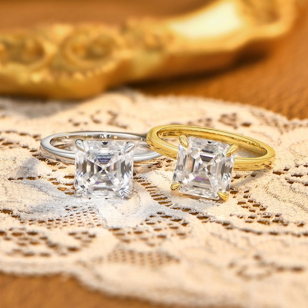 S925 Asscher Cut Moissanite Ring