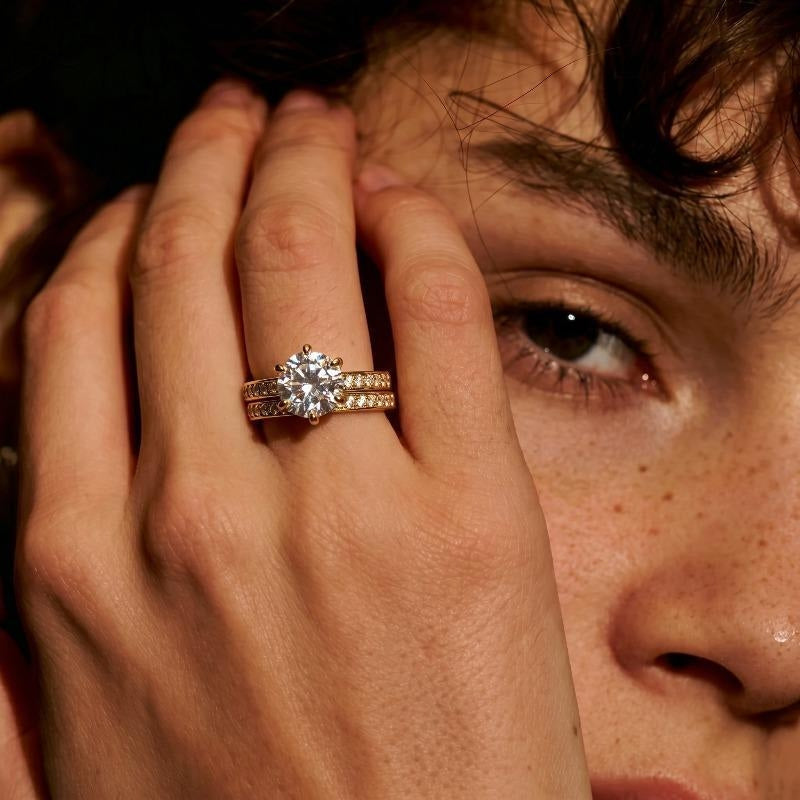 2pc Pave Accented Ring Stack