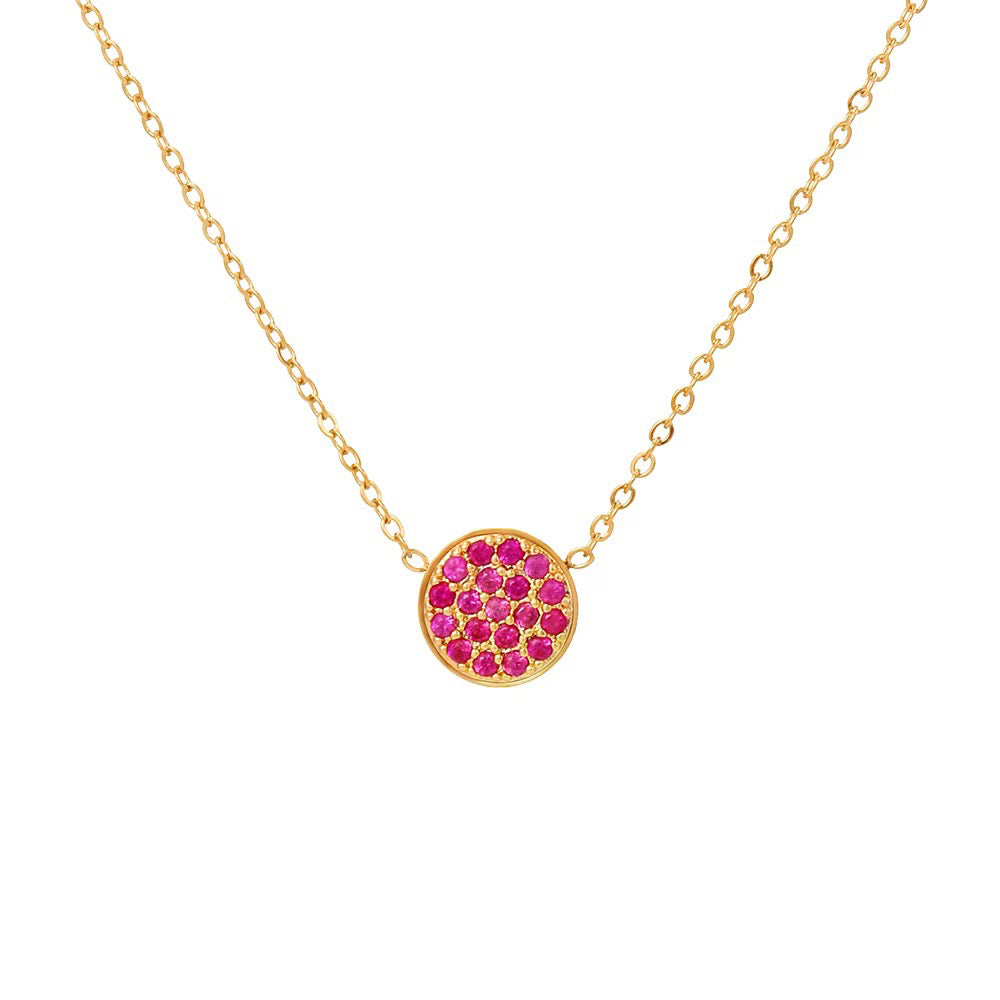 Dainty Diamond Speckled Birthstone Circle Necklace in gold