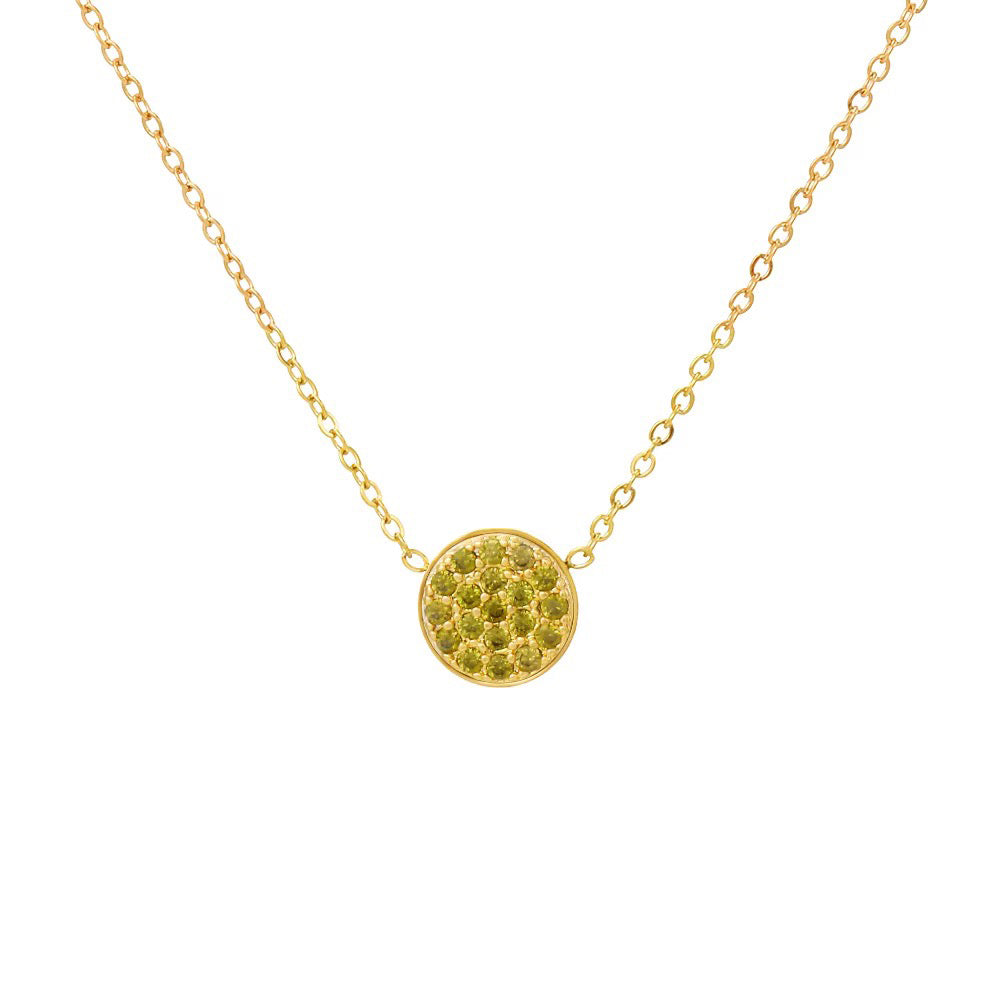 Dainty Diamond Speckled Birthstone Circle Necklace in gold