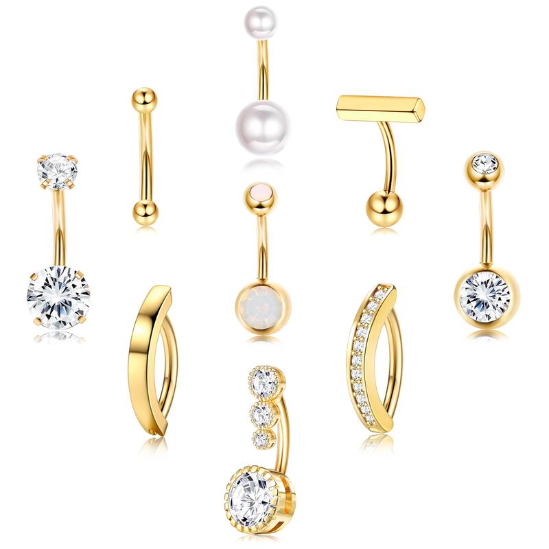 9pc Belly Button Rings Set
