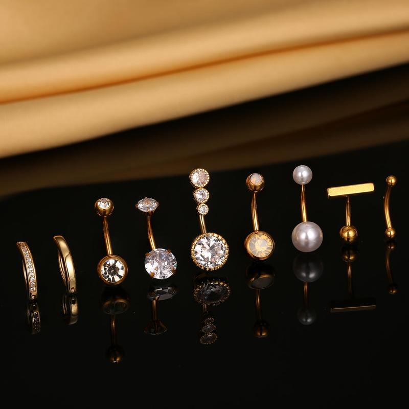 9pc Belly Button Rings Set