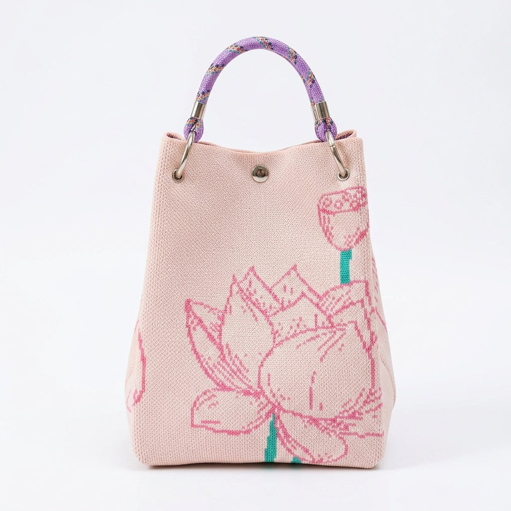 Knit Magnetic Clasp Bucket Bag