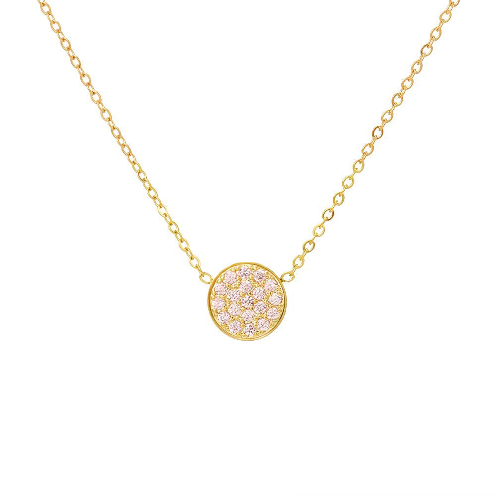 Dainty Diamond Speckled Birthstone Circle Necklace in gold