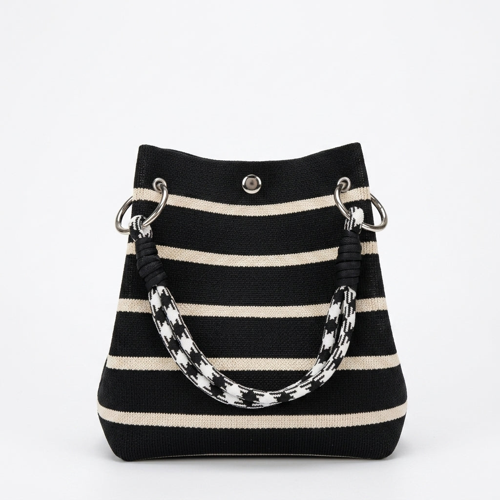 Knit Magnetic Clasp Bucket Bag