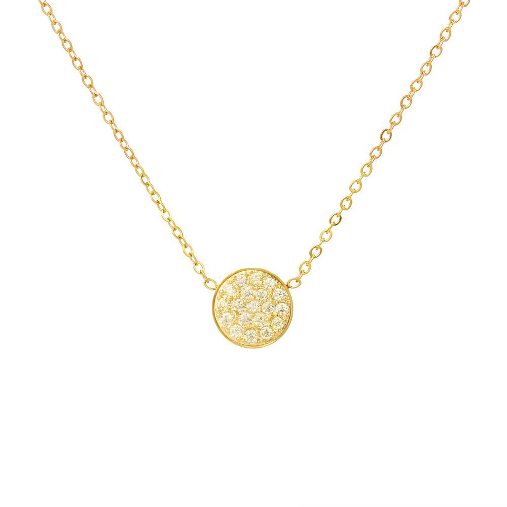 Dainty Diamond Speckled Birthstone Circle Necklace in gold