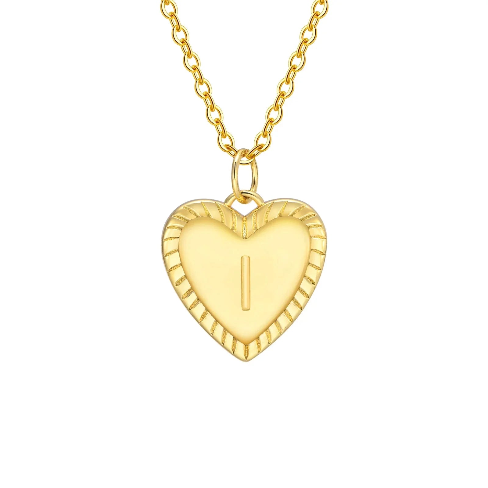 14k dainty heart pendant letter initial necklace