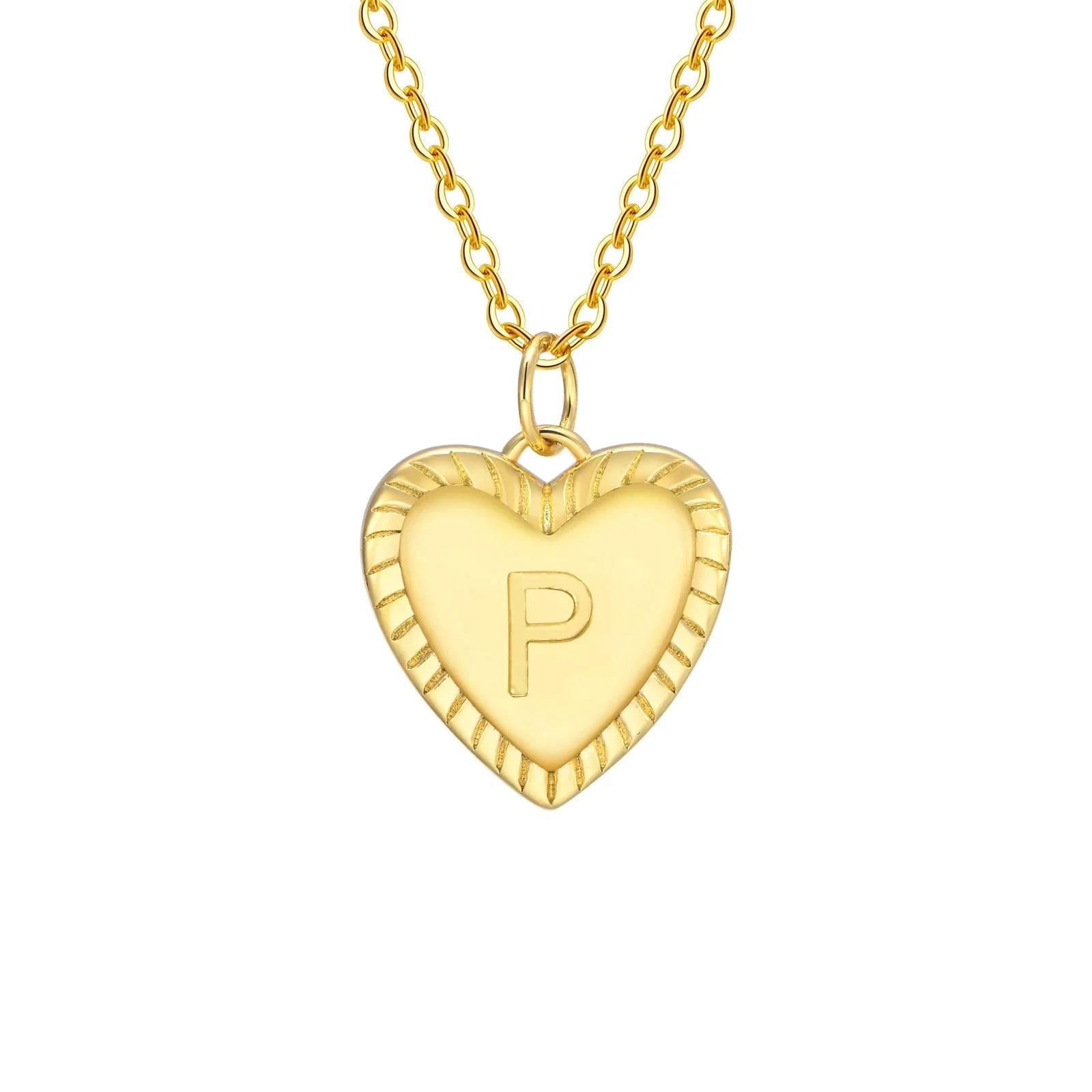 14k dainty heart pendant letter initial necklace