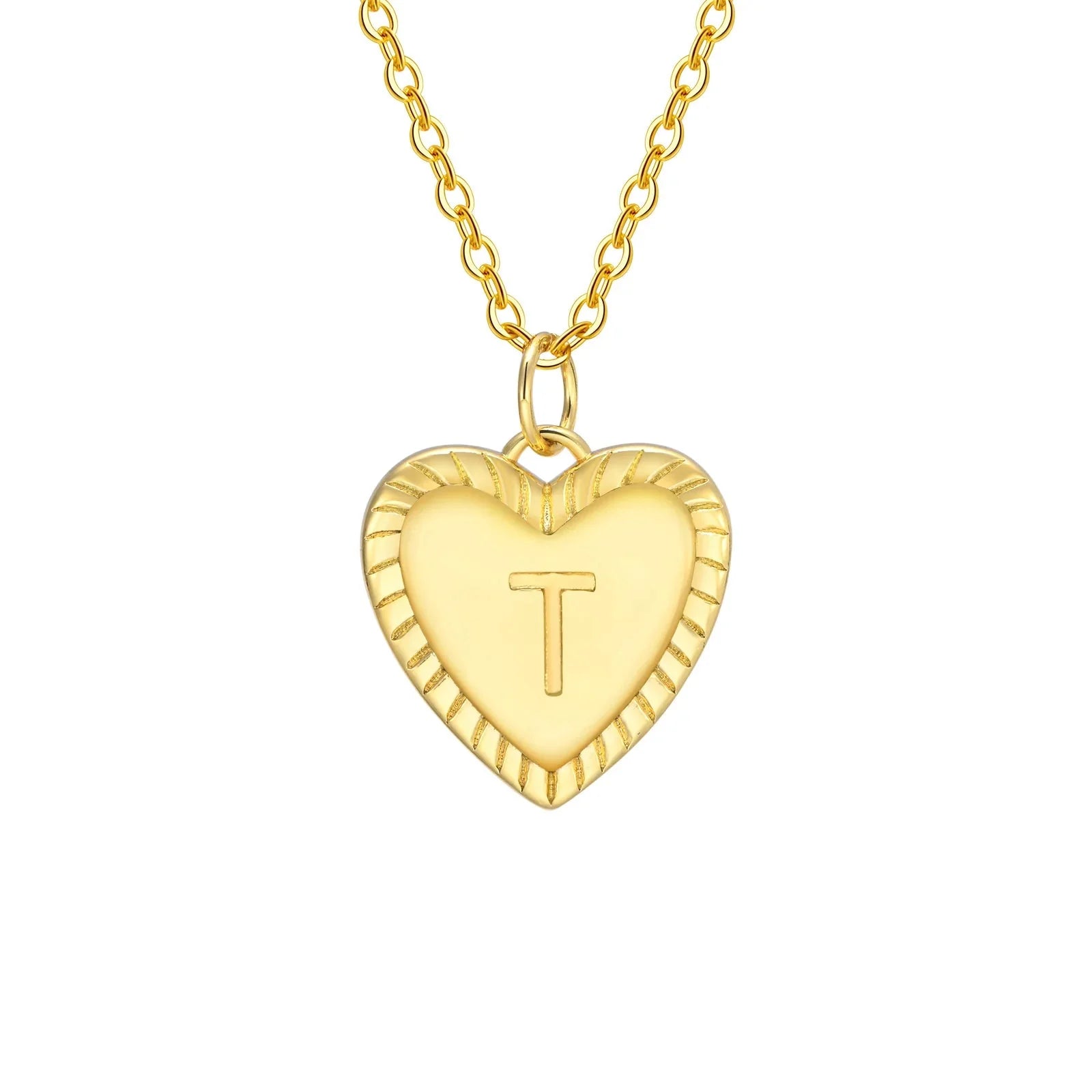 14k dainty heart pendant letter initial necklace