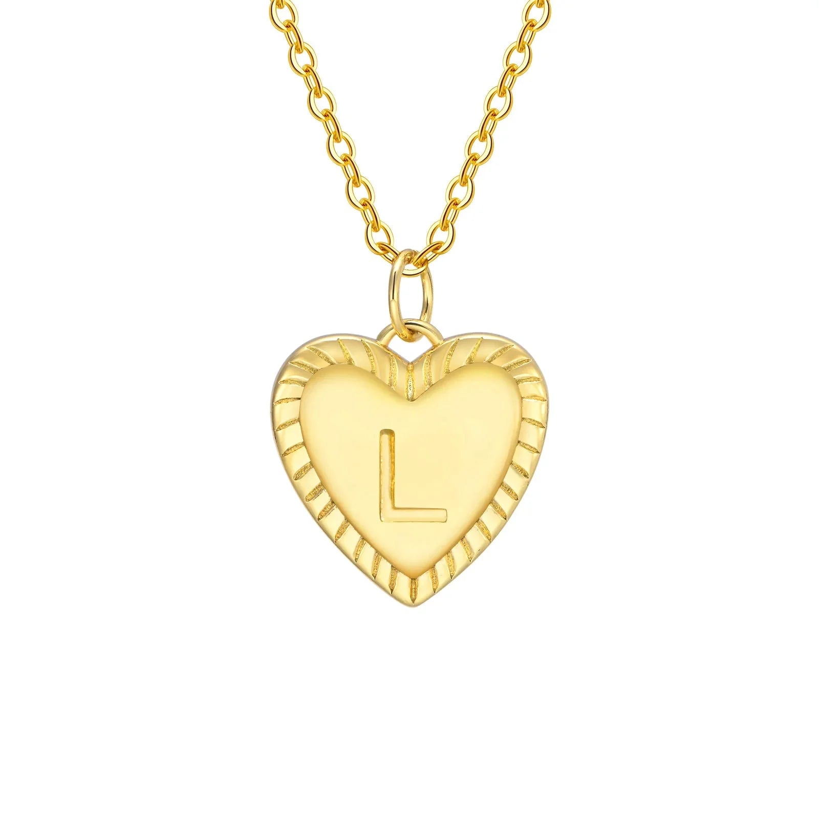 14k dainty heart pendant letter initial necklace