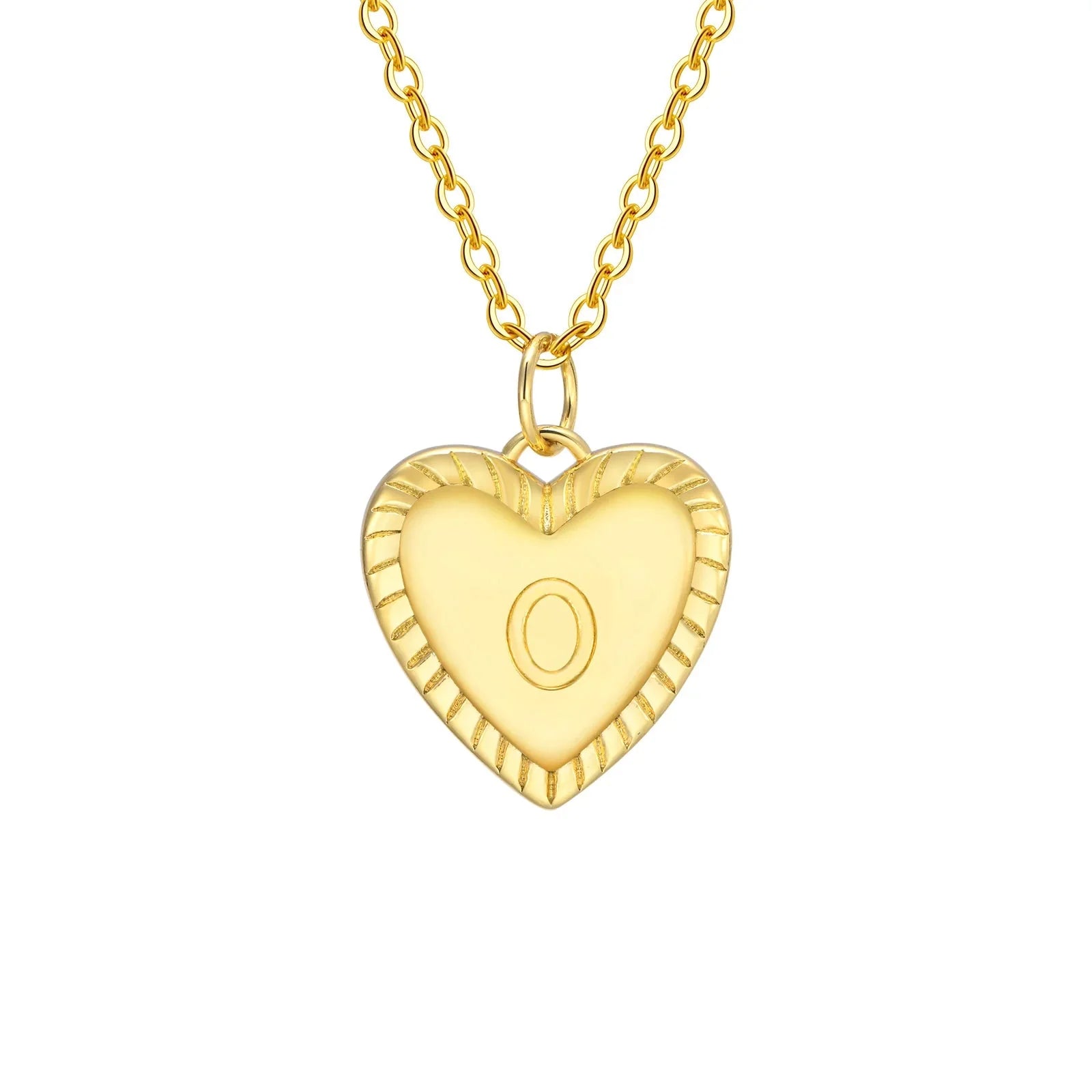 14k dainty heart pendant letter initial necklace
