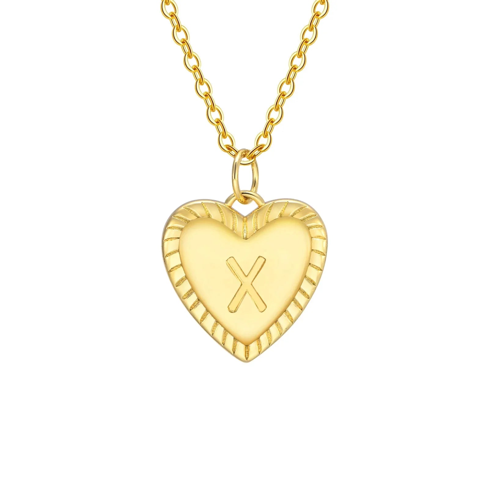 14k dainty heart pendant letter initial necklace