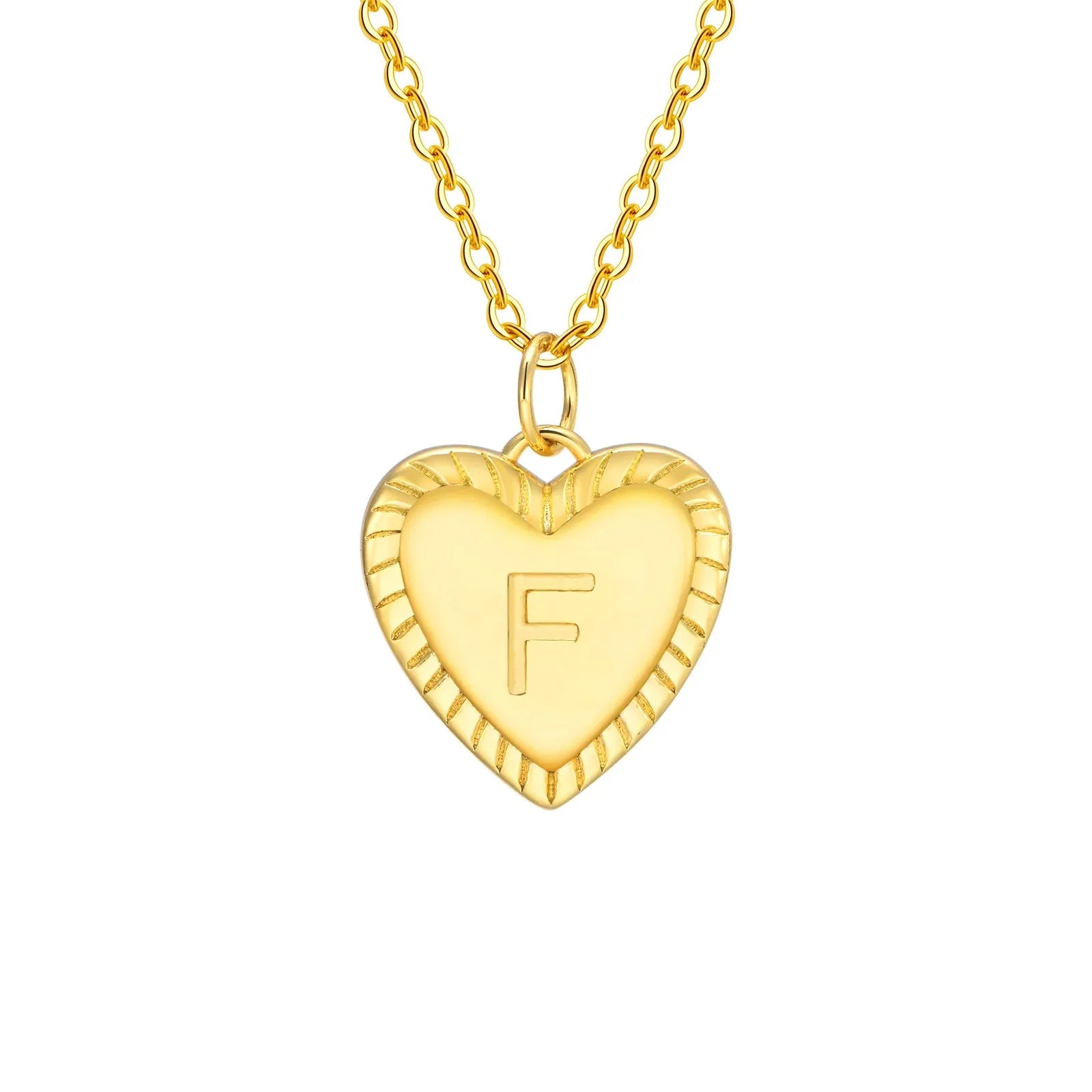 14k dainty heart pendant letter initial necklace
