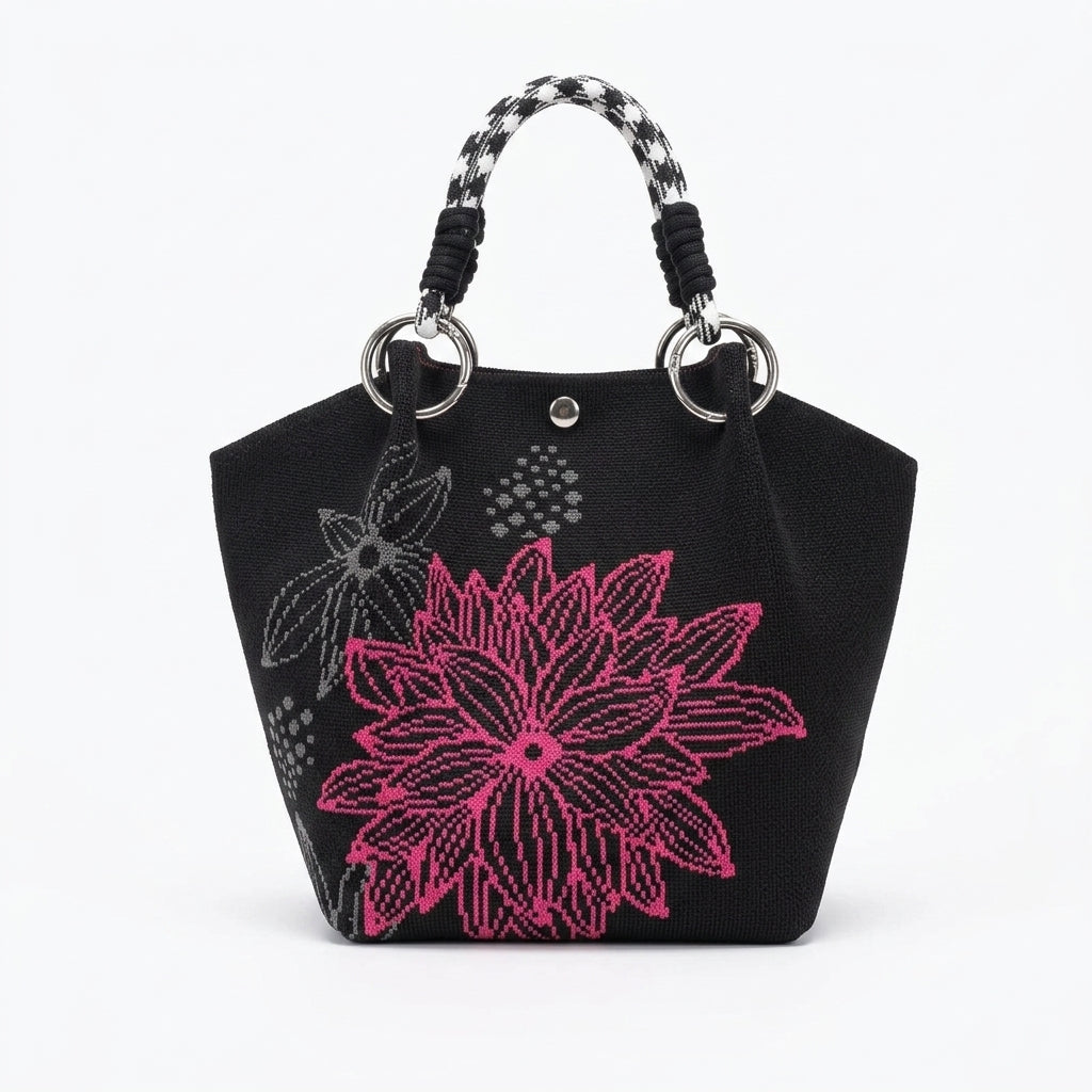 knit magnetic clasp bucket bag