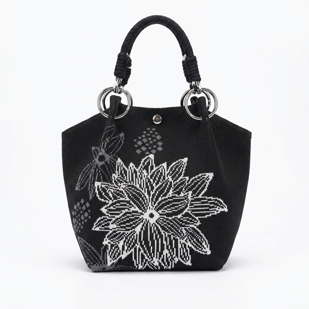 knit magnetic clasp bucket bag