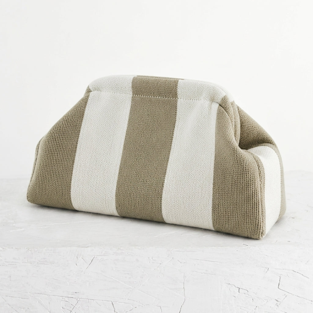 woven striped pouch clutch