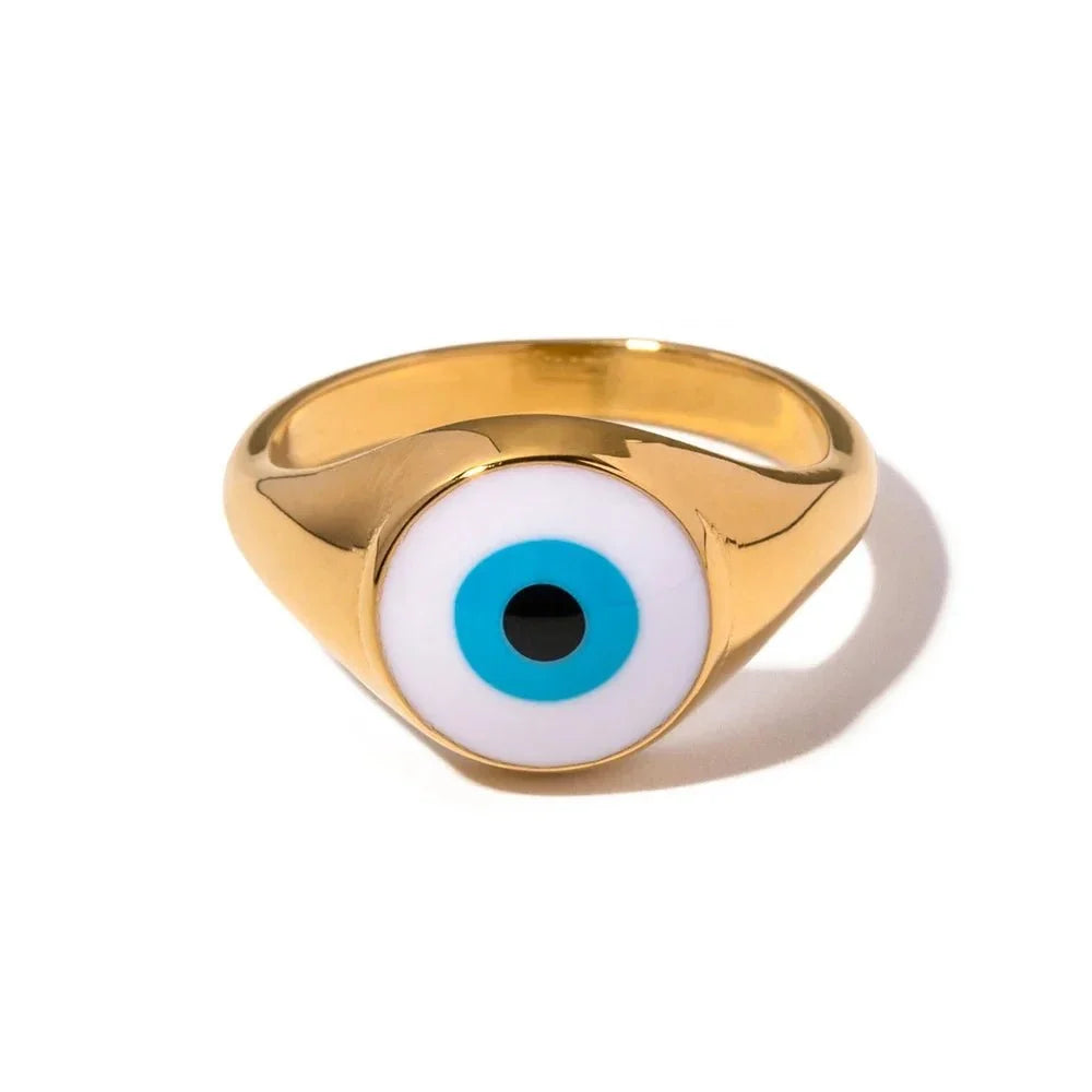 18k bohemian evil eye rings