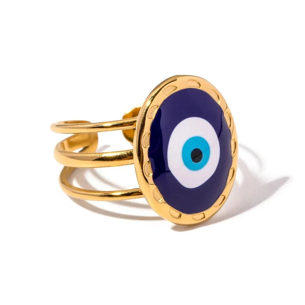18k bohemian evil eye rings
