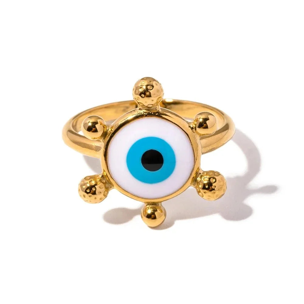 18k bohemian evil eye rings