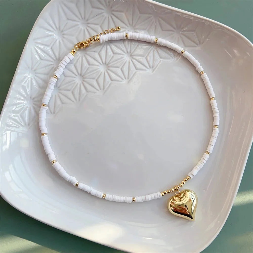 18K Gold Boho Heart Choker Necklaces