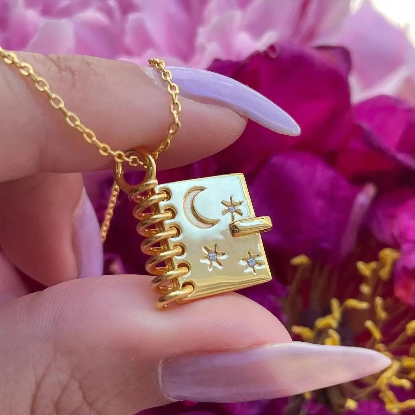 18k "I Love You To The Moon and Back" Booklet Necklace