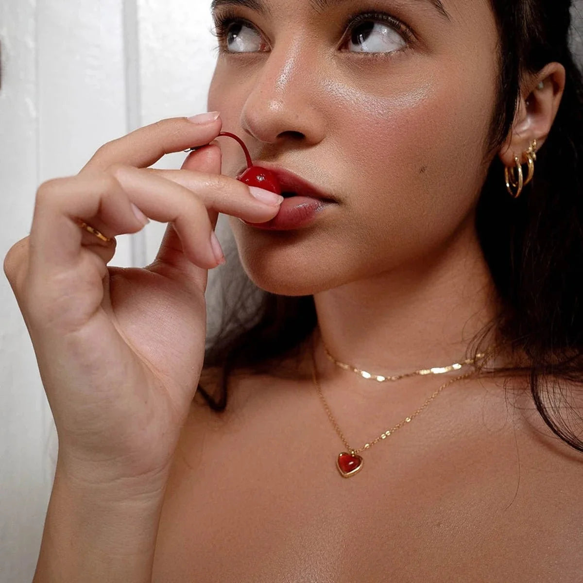 18k Romantic Dainty Red Heart Necklace