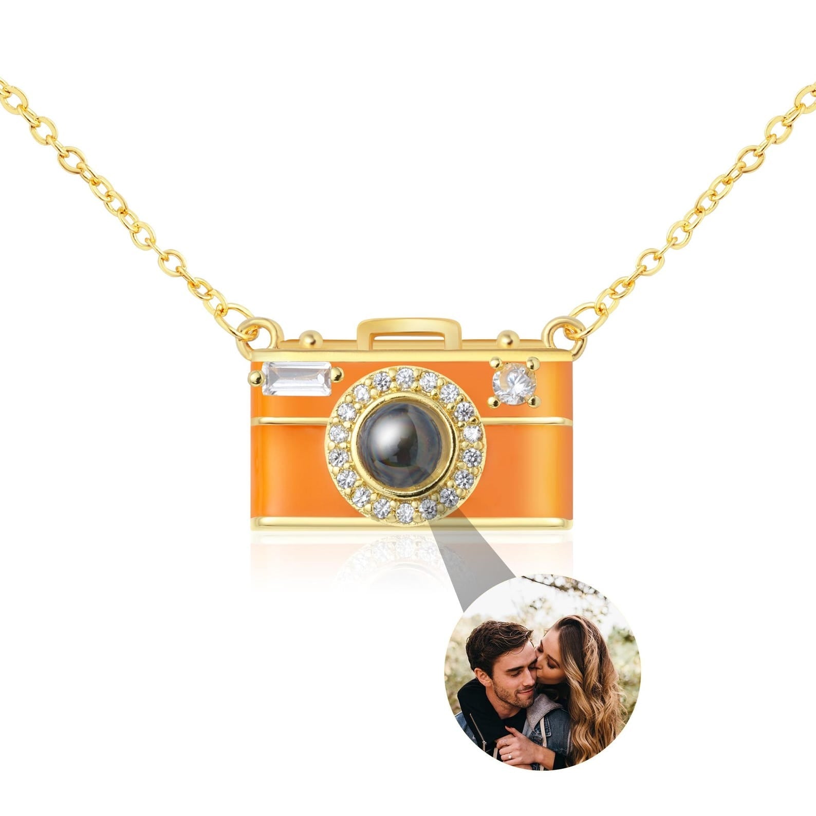 Dainty Camera Custom Personalized Necklace in gold