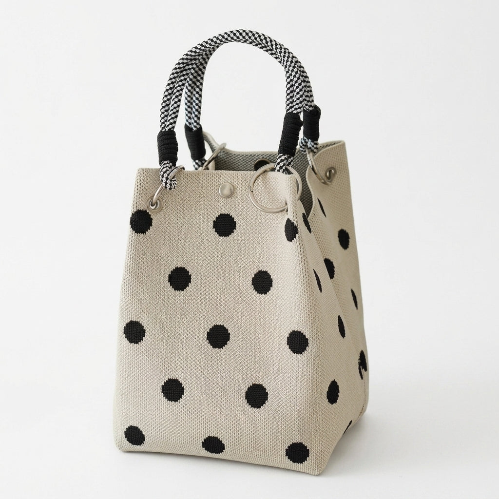 Knit Magnetic Clasp Bucket Bag