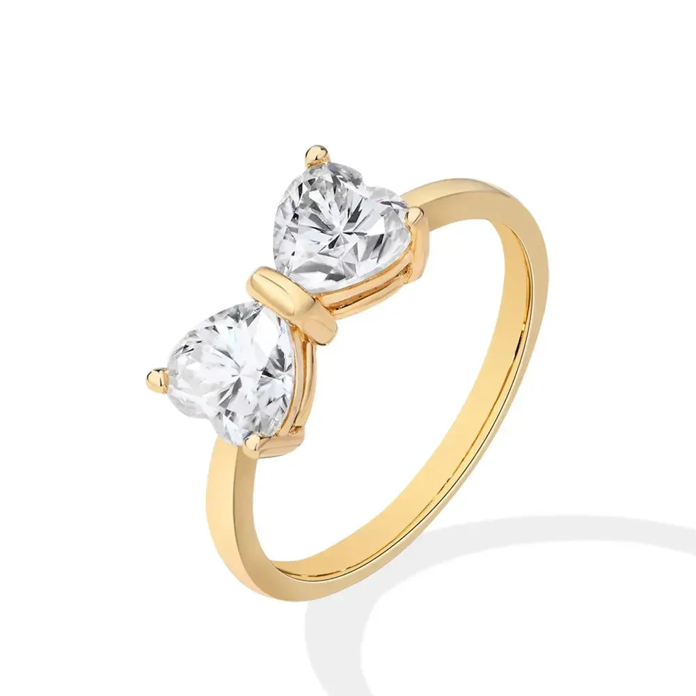 S925 Moissanite Feminine Bow Ring in gold