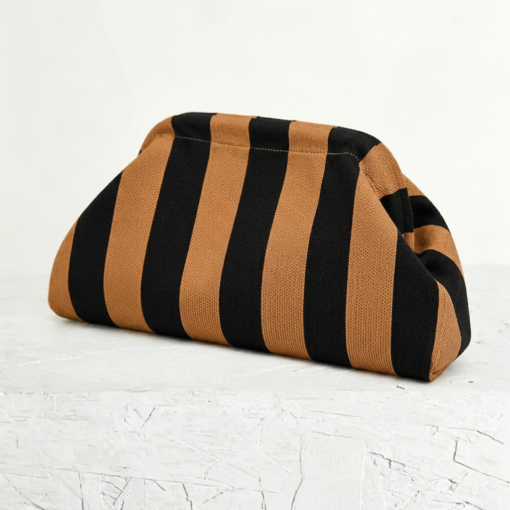 woven striped pouch clutch