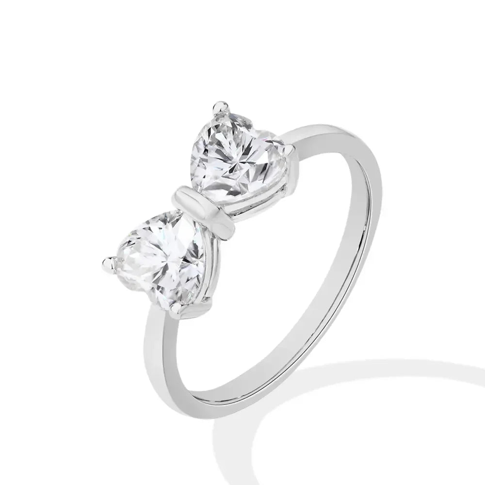 S925 Moissanite Feminine Bow Ring in silver