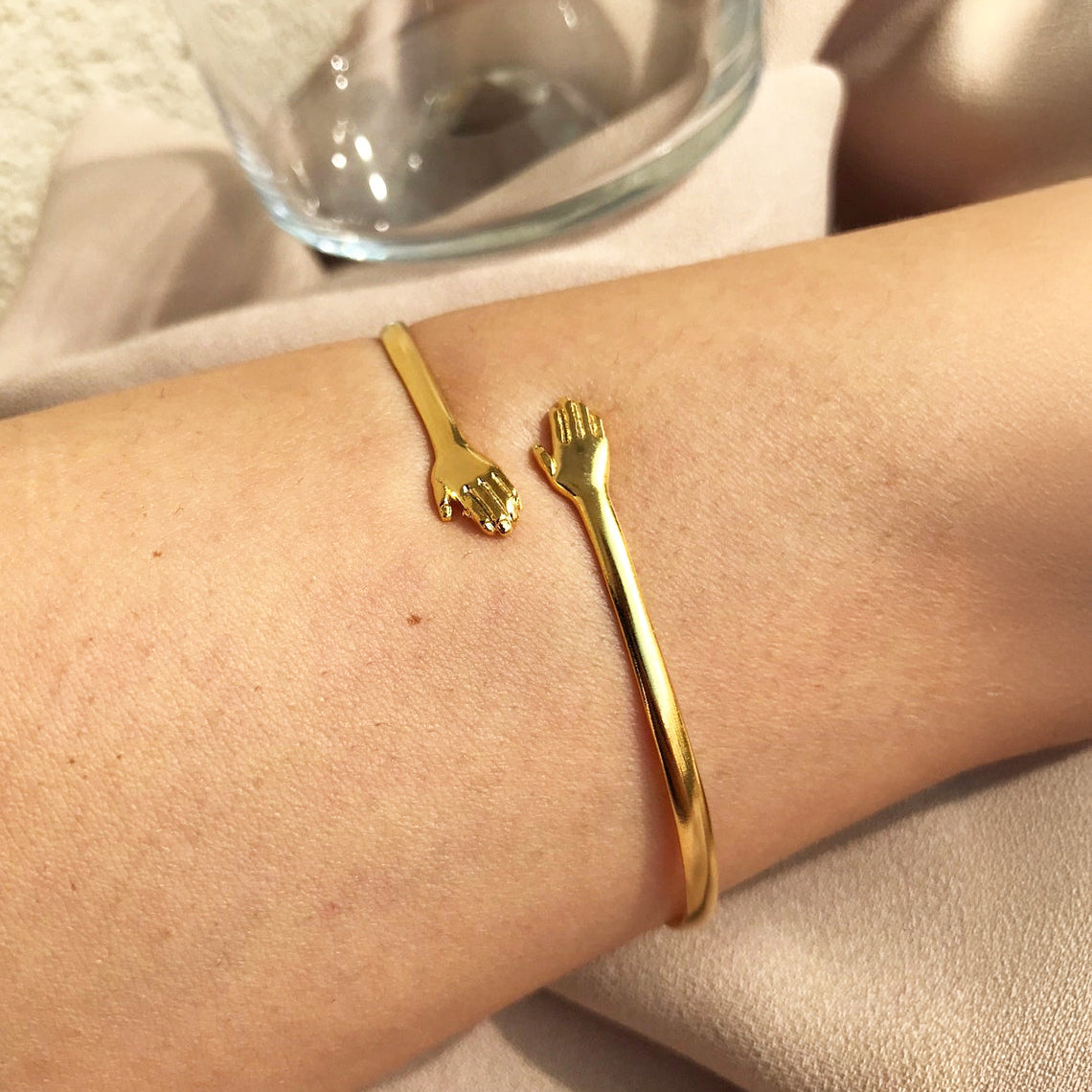 Romantic Warm Hug Bangle Bracelet in gold