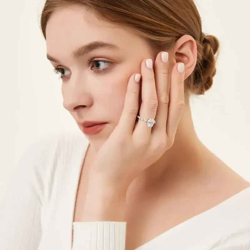 Elegant Oval Set Accented Band Ring