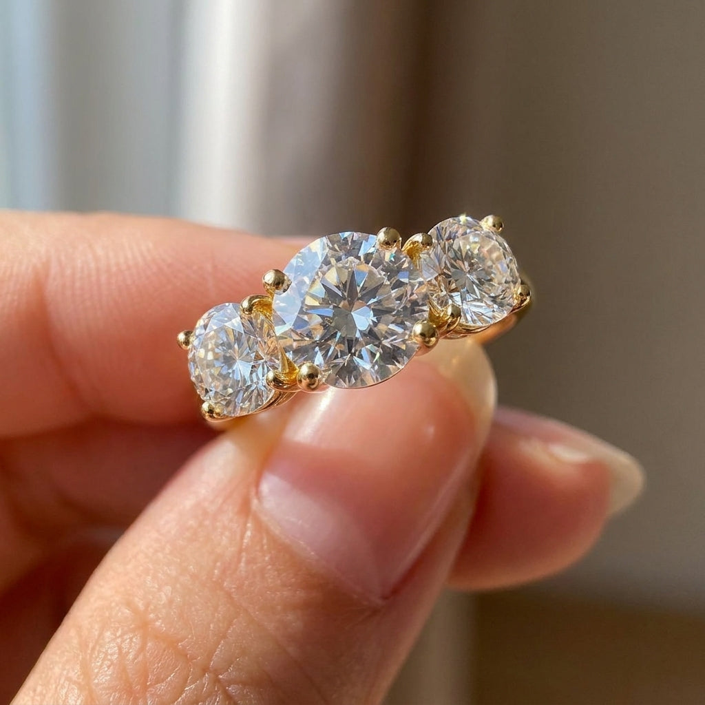 4CT 3 Moissanite Stone Set Ring