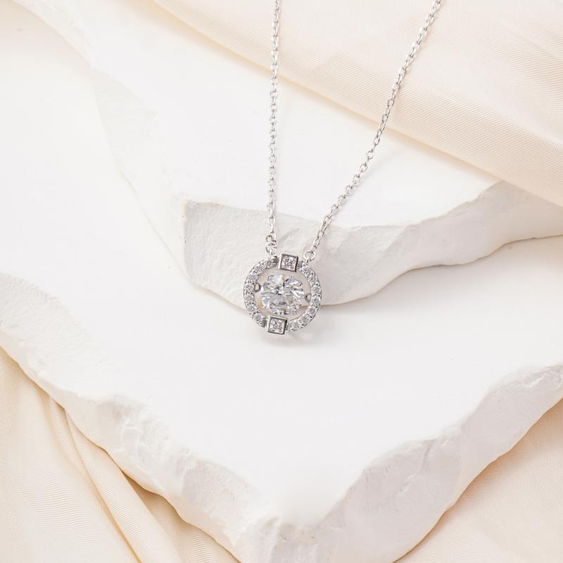 1CT Floating Halo Pendant Necklace