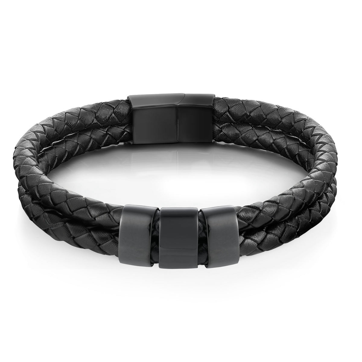 Minimal Personalized Name(s) Leather Bracelet in black