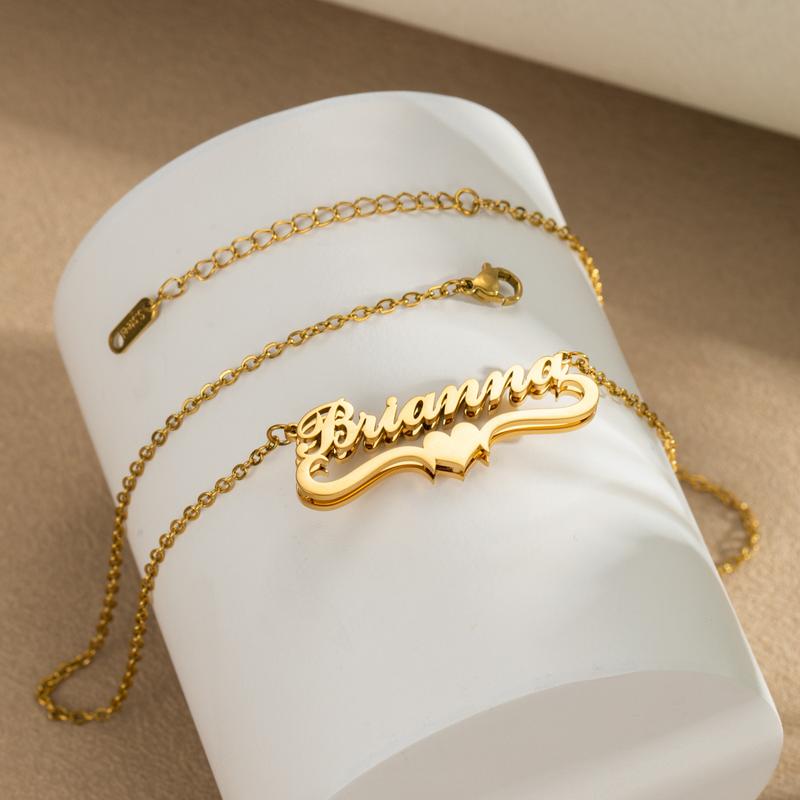 Personalized Name Plate Heart Necklace