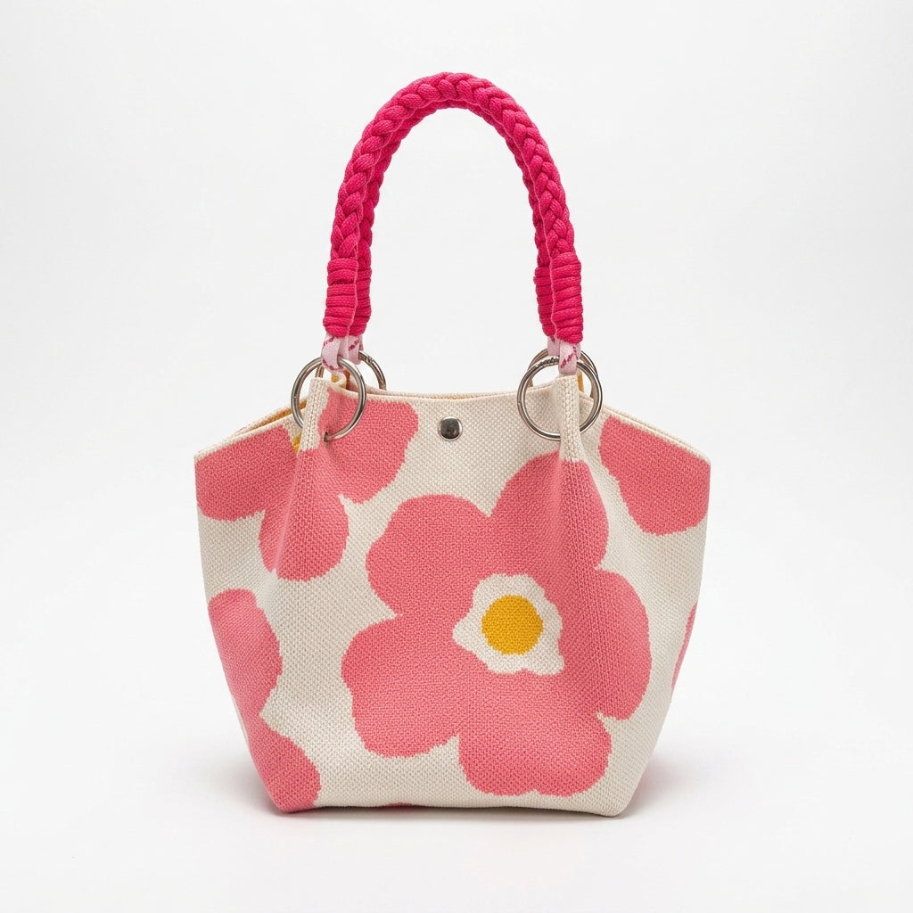 Knit Magnetic Clasp Bucket Bag