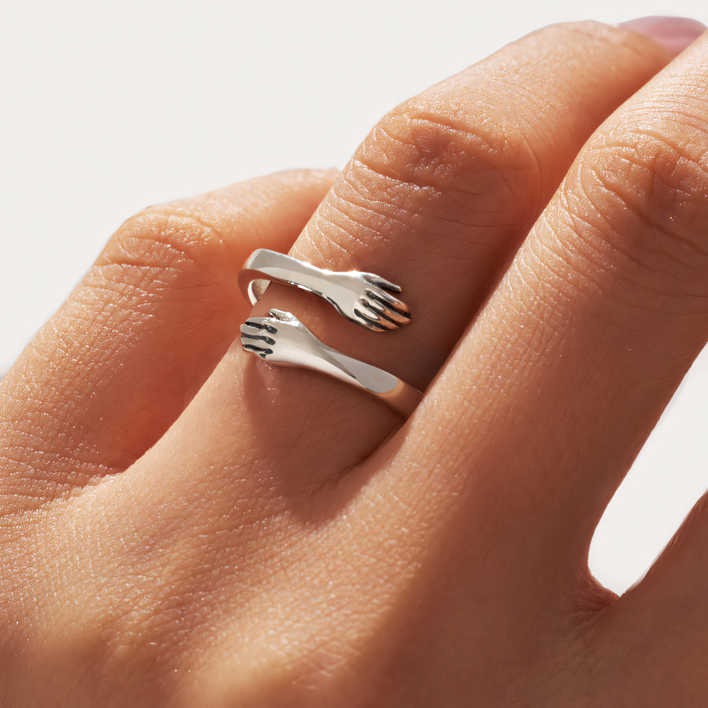 Love Warm Embrace Hug Ring in silver