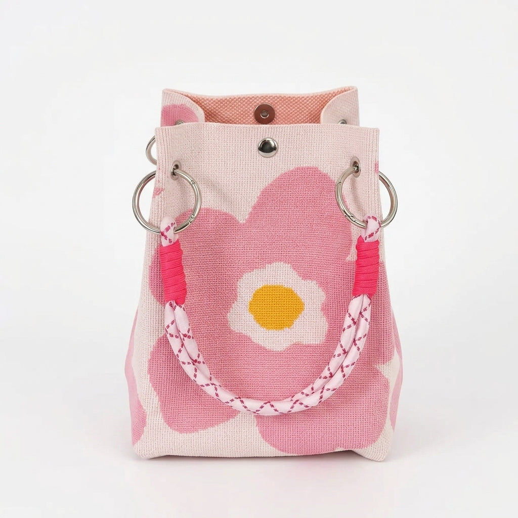 Knit Magnetic Clasp Bucket Bag