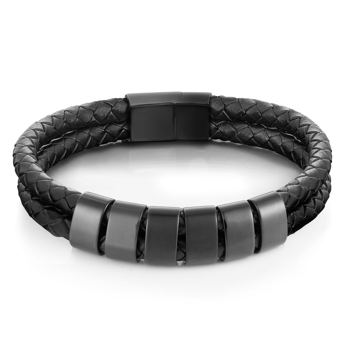 Minimal Personalized Name(s) Leather Bracelet in black