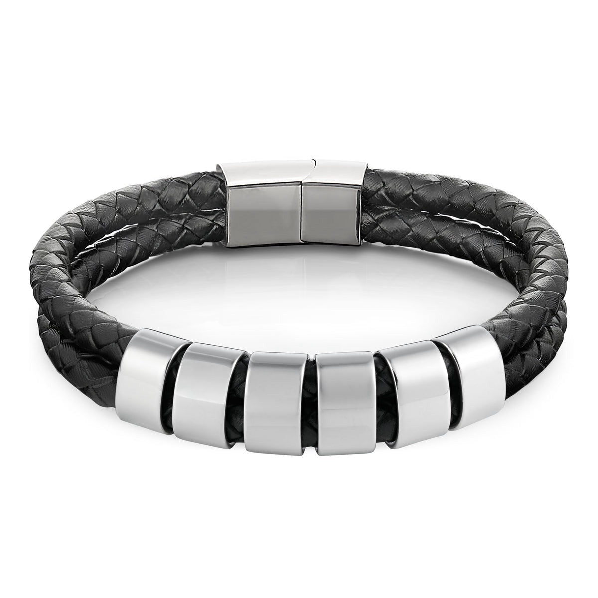 Minimal Personalized Name(s) Leather Bracelet in silver