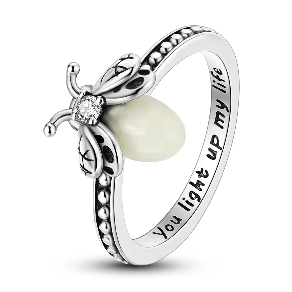 S925 Glowing Lume Firefly Ring in silver